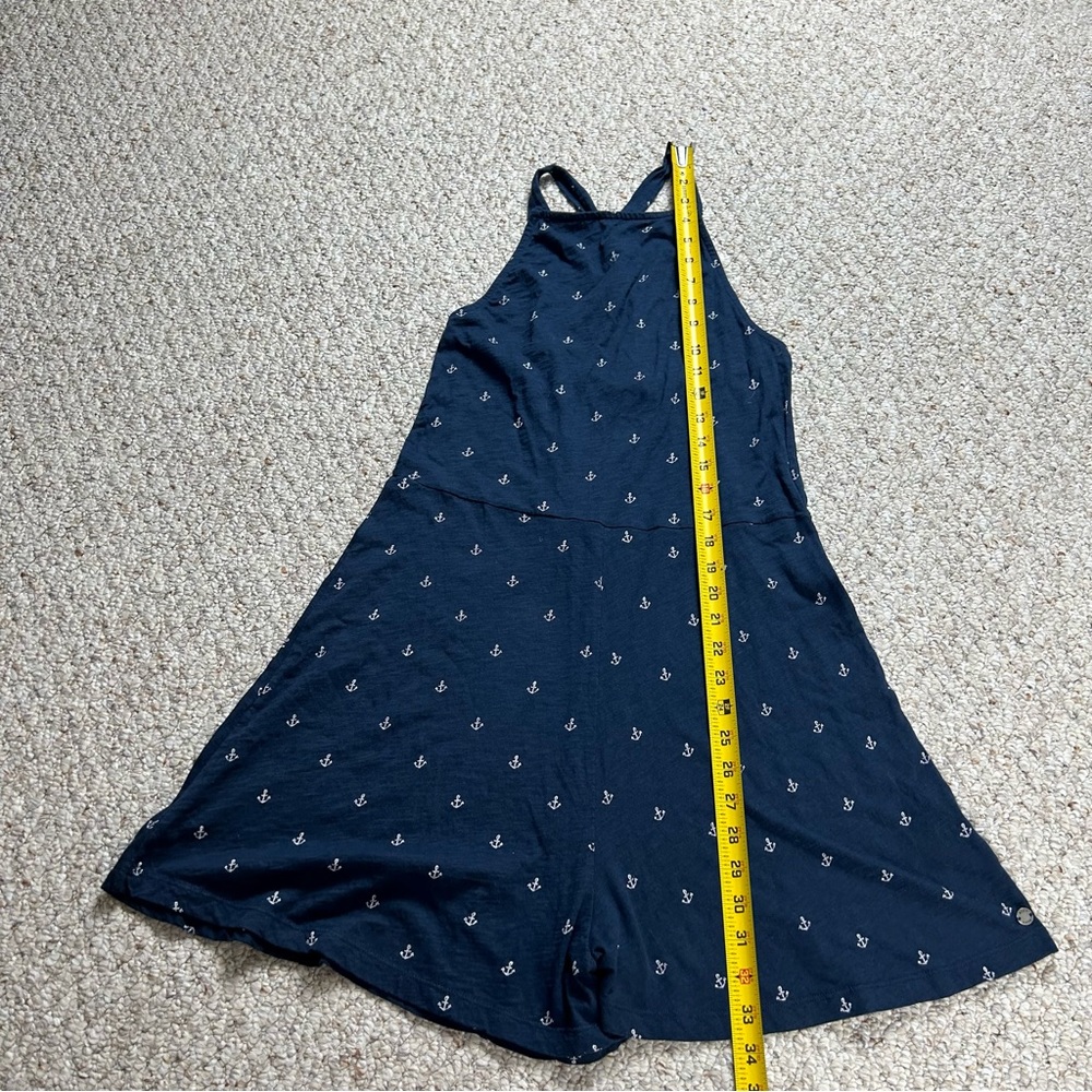 Roxy Romper Navy Blue Anchor Print Sleeveless Criss Cross Back Size Medium - Picture 9 of 13